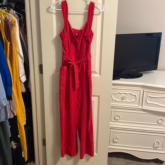 High Waisted Red Romper/Jumpsuit - Picture 2 of 5